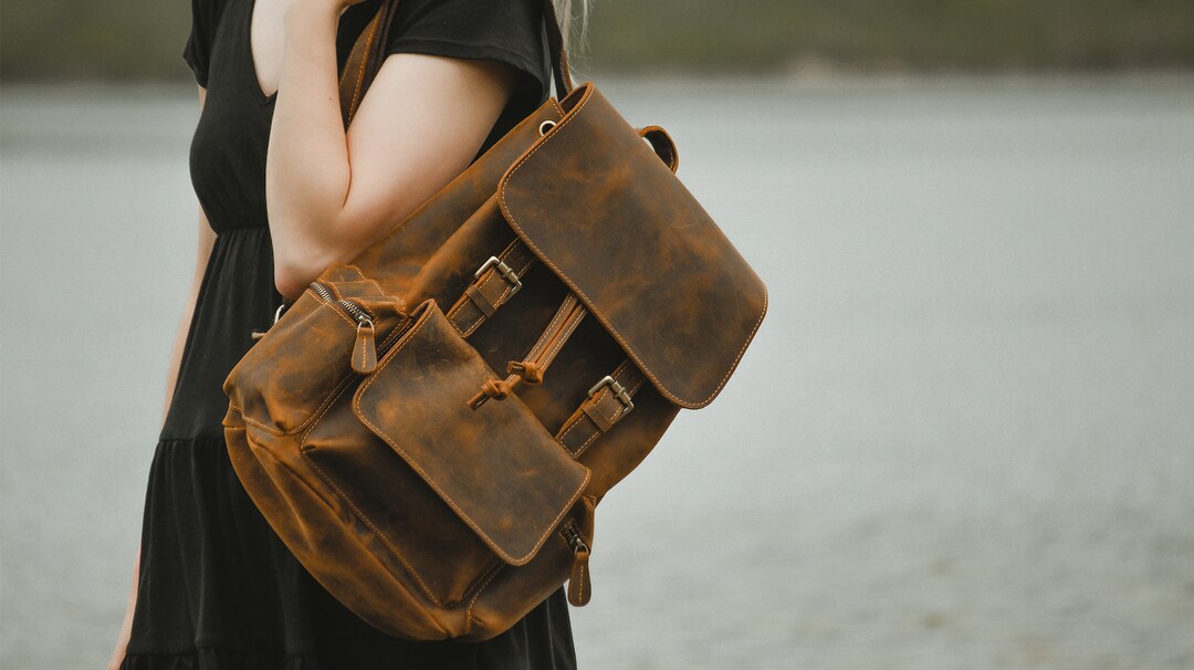 black vintage haiku leather backpack Revel Crossbody Bag in Gray Poplar, Stone Gray, River Rock Blue, Gimres Shoes The surface has small pores The Hagen Backpack | Vintage